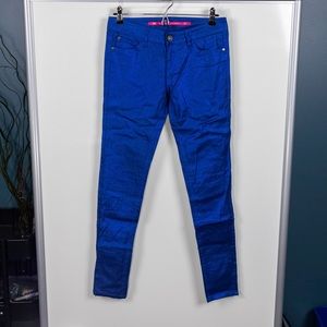 Tinseltown Sapphire Ink Blue Metallic Skinny Jeans